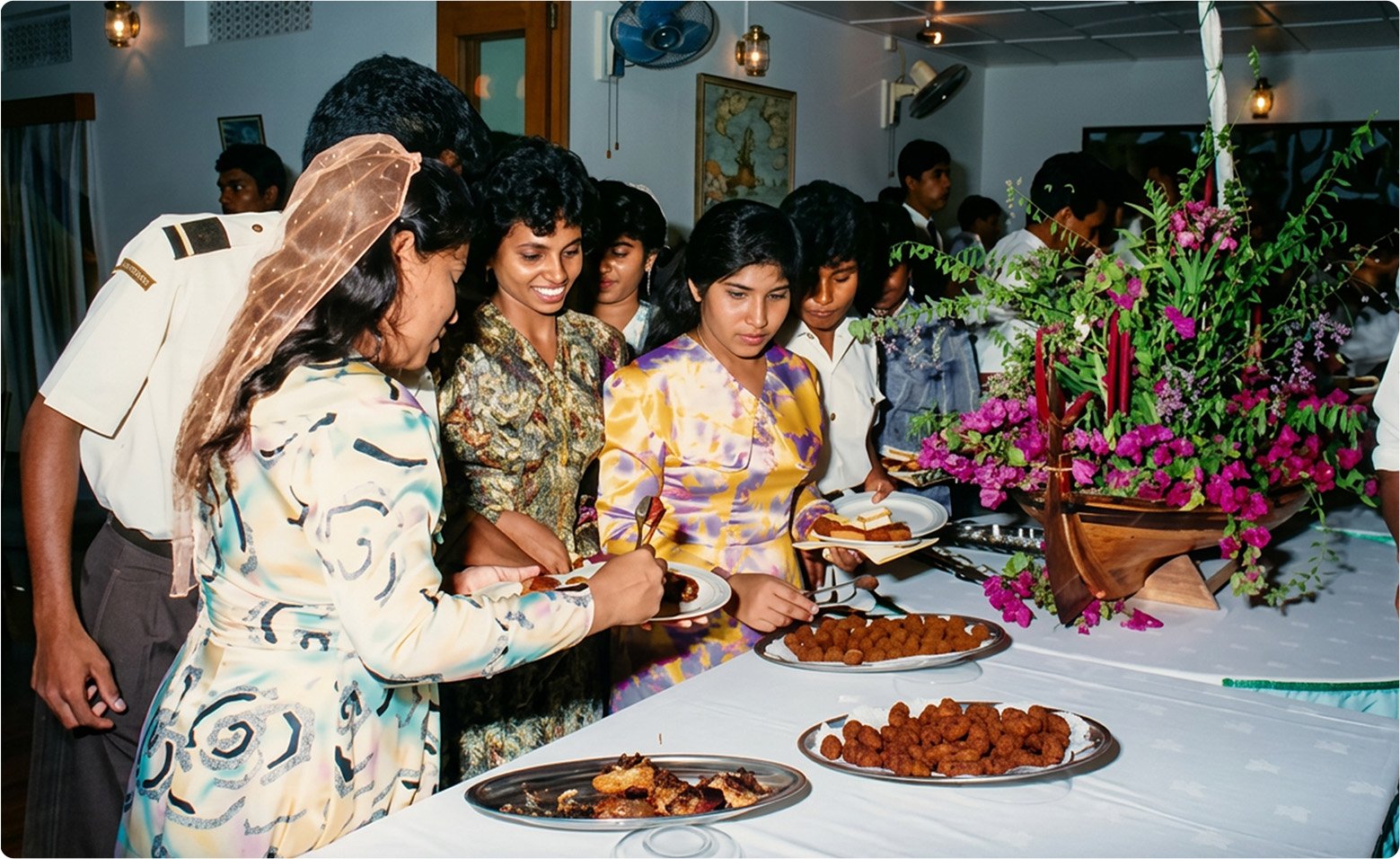 Staff refreshments after the epaulettes handover, 1990
