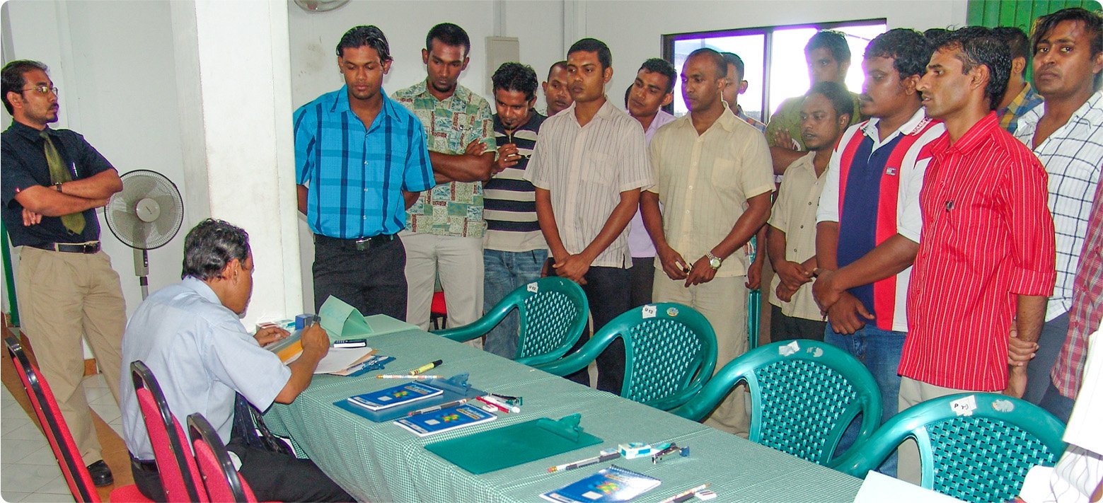 Officers before a raid operation, 2005
